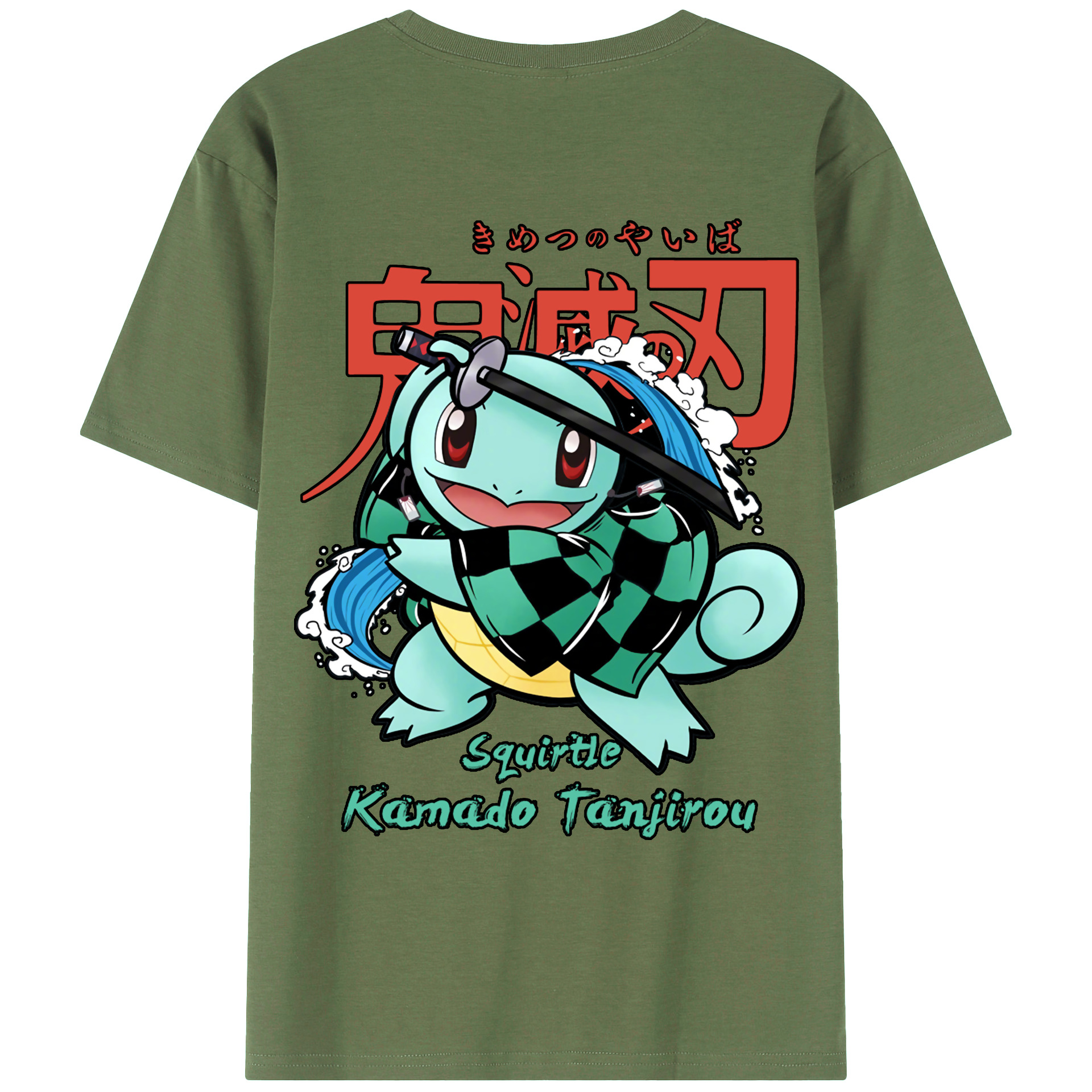 （画像用） 鬼滅の刃 竈門 炭治郎／かまど たんじろう Kamado Tanjirou 綿100％ メンズ半袖Tシャツ（バックプリント） 通気性